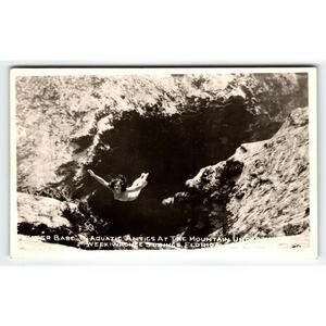 Weeki Wachee Mermaid Real Photo Florida Postcard Lady Swims Water Babe RPPC